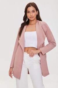 BLUSH Belted Faux Suede Wrap Jacket, image 1