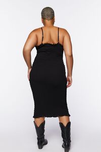 BLACK Plus Size Smocked Bodycon Midi Dress, image 3