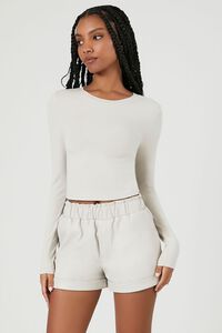 SILVER Faux Leather High-Waist Shorts, image 1