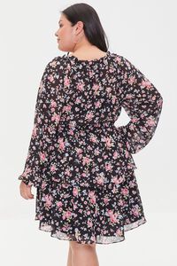 BLACK/MULTI Plus Size Floral Mini Dress, image 3