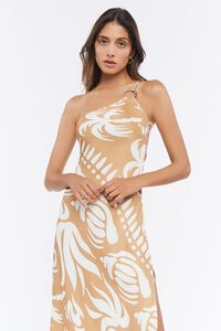 BROWN/MULTI Tropical One-Shoulder Midi Dress, image 5