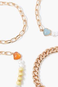 GOLD/MULTI Heart Charm Beaded Bracelet Set, image 3