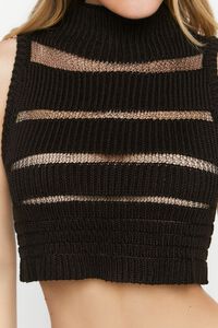BLACK/BLACK Striped Sleeveless Sweater-Knit Crop Top, image 5