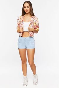 RED/MULTI Tropical Floral Print Cropped Shirt, image 4