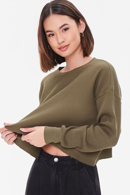 OLIVE Ribbed Knit Cropped Sweater, image 1