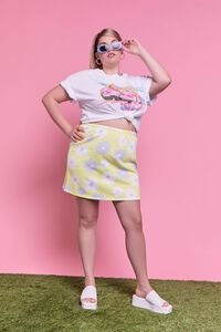 WHITE/MULTI Plus Size Barbie™ Graphic Cropped Tee, image 4