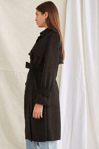 BLACK Belted Faux Suede Trench Jacket, image 2