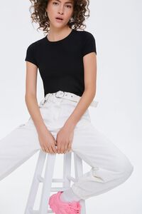 BLACK Ribbed Form-Fitting Tee, image 1
