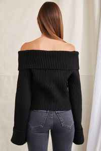 BLACK Off-the-Shoulder Bell-Sleeve Sweater, image 3
