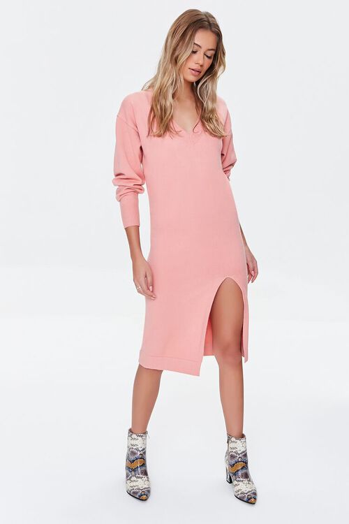 PINK Ribbed-Trim Sweater Dress, image 4