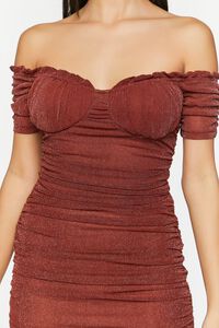 BROWN Glitter Knit Off-the-Shoulder Mini Dress, image 5