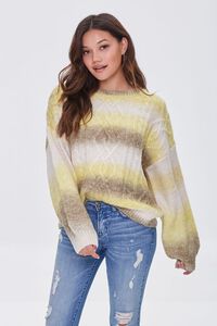 GREEN/MULTI Colorblock Cable Knit Sweater, image 5