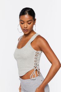 HEATHER GREY Lace-Up Cropped Tank Top, image 2