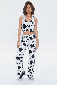 CREAM/MULTI Cow Print Cropped Vest, image 4