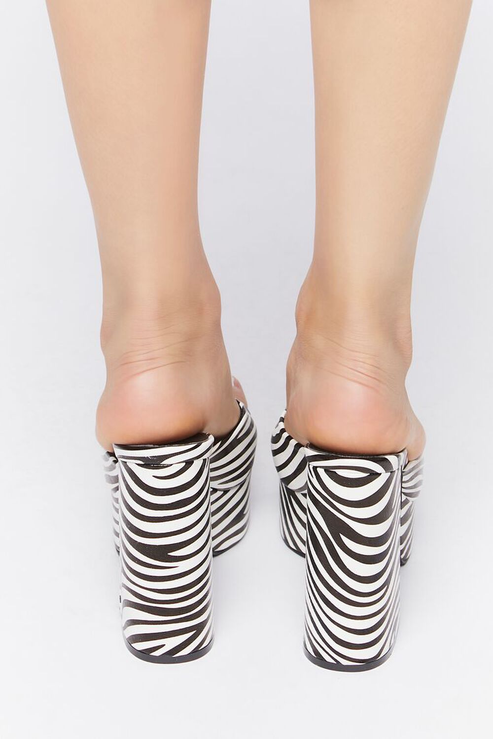 BLACK/WHITE Zebra Print Platform Heels, image 3