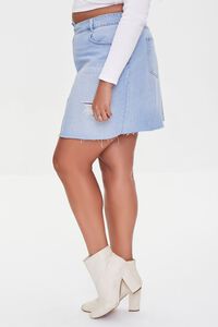 MEDIUM DENIM Plus Size Crisscross Denim Mini Skirt, image 3