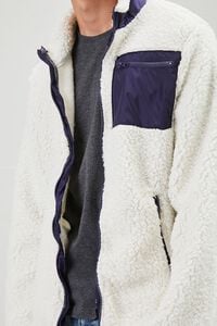 WHITE Faux Shearling Zip-Up Jacket, image 5