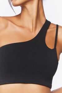 BLACK One-Shoulder Cutout Sports Bra, image 5