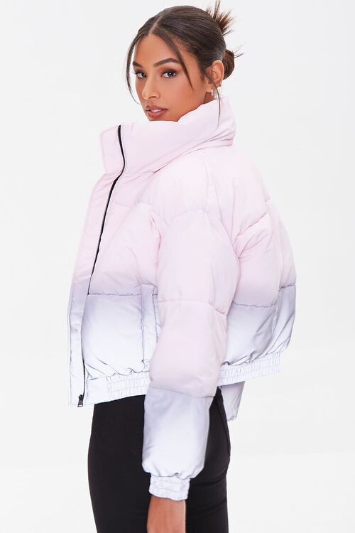 PINK/GREY Ombre Wash Hooded Puffer Jacket, image 3