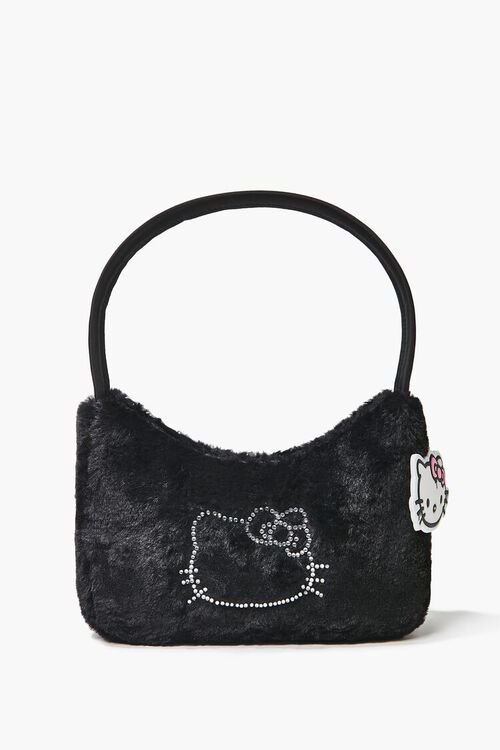 BLACK Faux Fur Hello Kitty Shoulder Bag, image 1