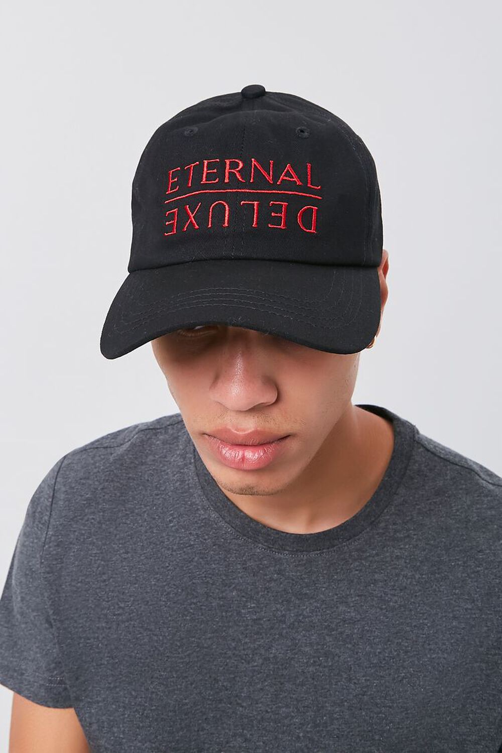 BLACK/RED Embroidered Eternal Graphic Cap, image 1