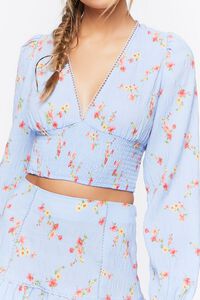 BLUE/MULTI Floral Print Crop Top & Mini Skirt Set, image 5