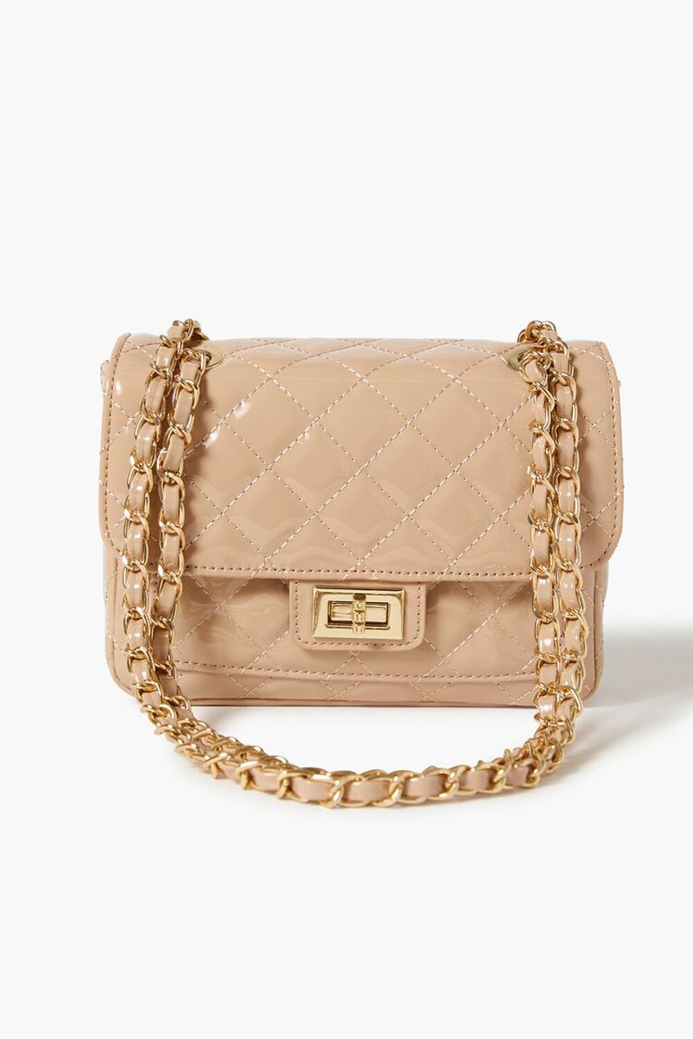 Chanel Purse Tan Quilted Beauty Lock Bag Chain Strap Shoulder Flap Crossbody