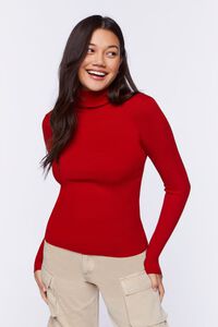 RED APPLE Ribbed Turtleneck Sweater-Knit Top, image 1