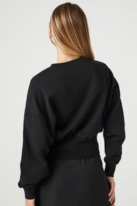 BLACK French Terry Drop-Sleeve Top, image 3