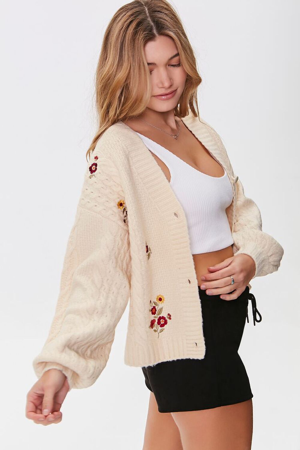Embroidered Floral Cardigan Sweater, image 2