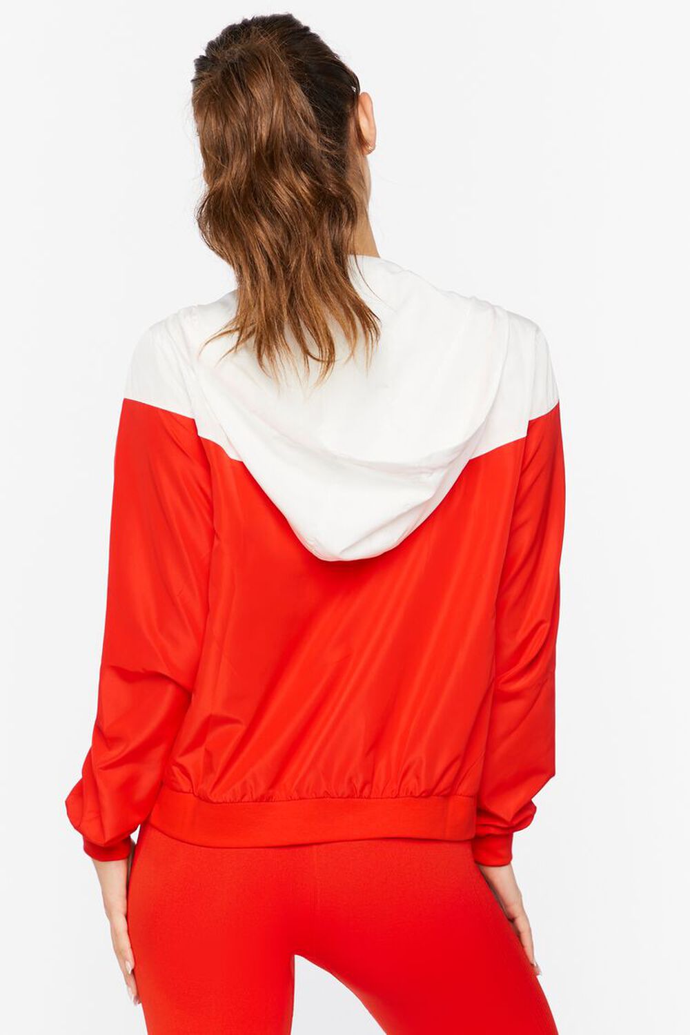 FIERY RED/WHITE Active Hooded Zip-Up Windbreaker Jacket, image 3