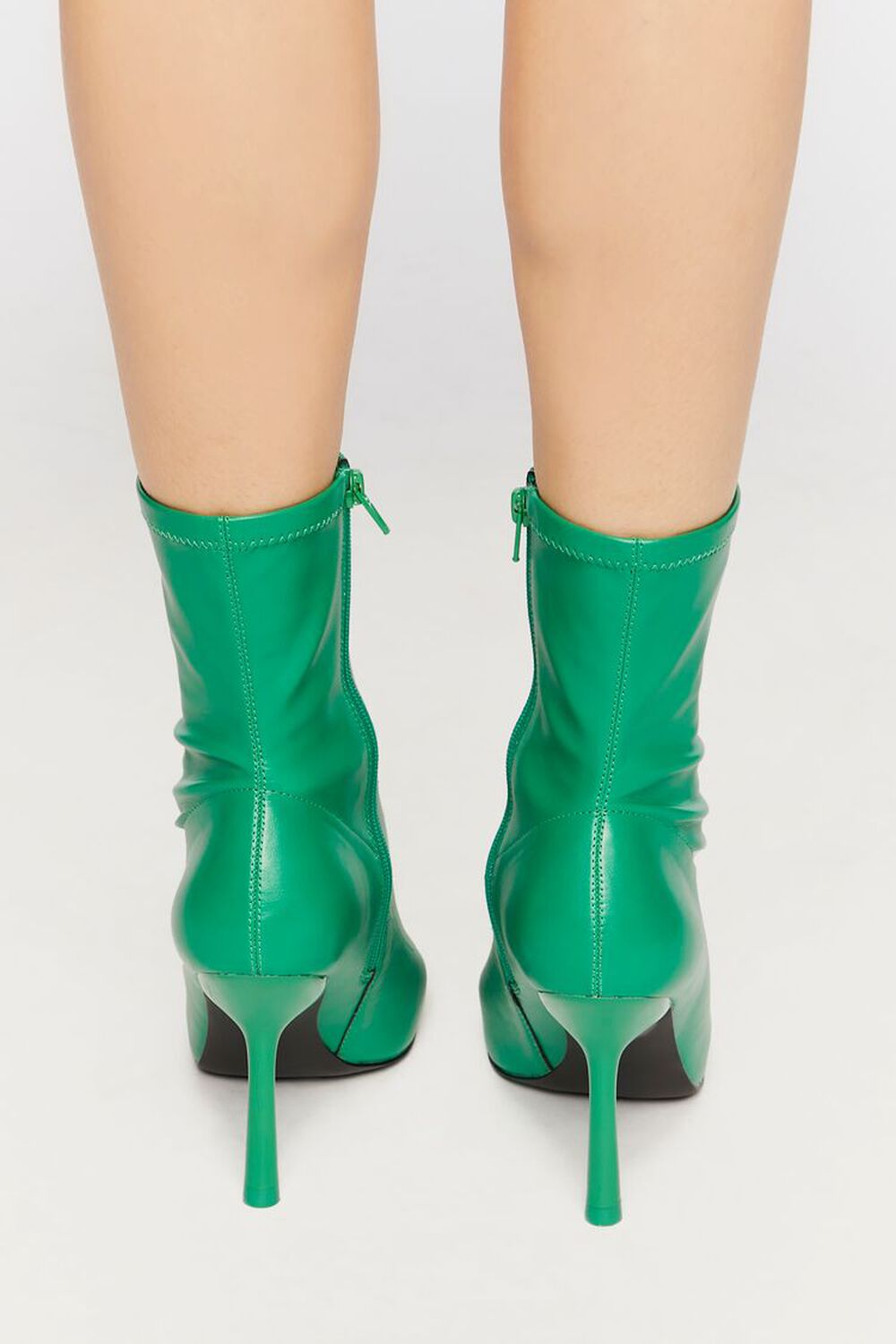 GREEN Faux Leather Stiletto Booties, image 3