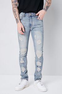 LIGHT DENIM Distressed Slim-Fit Jeans, image 2
