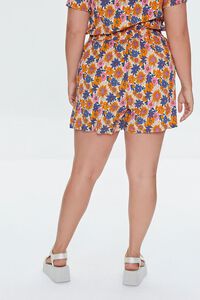 ORANGE/MULTI Plus Size Floral Print Shorts, image 4