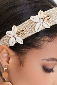 IVORY/MULTI Floral Cowrie Shell Headband, image 2