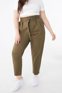 Plus Size Belted Paperbag Pants, image 1