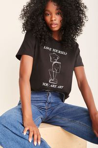 BLACK/WHITE Love Yourself Graphic Tee, image 1