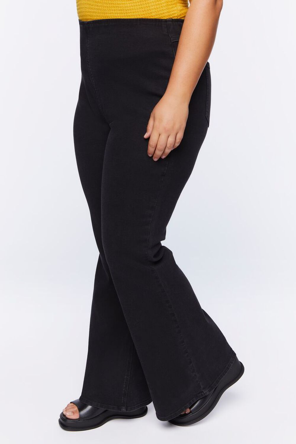 WASHED BLACK Plus Size High-Rise Flare Jeans, image 3