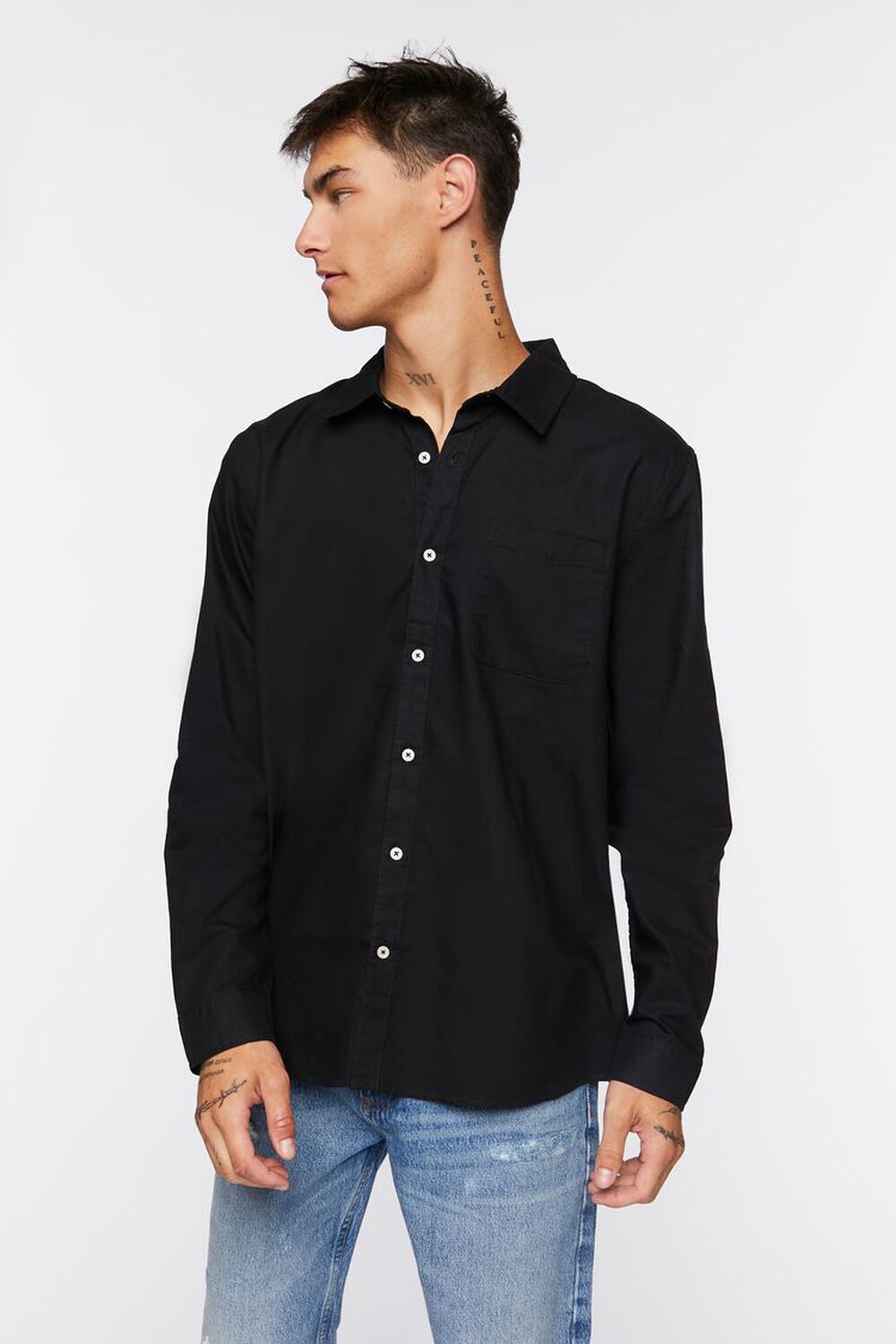 BLACK Cotton Button-Up Shirt, image 1