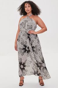 BLACK/MULTI Plus Size Chiffon Paisley Maxi Dress, image 4