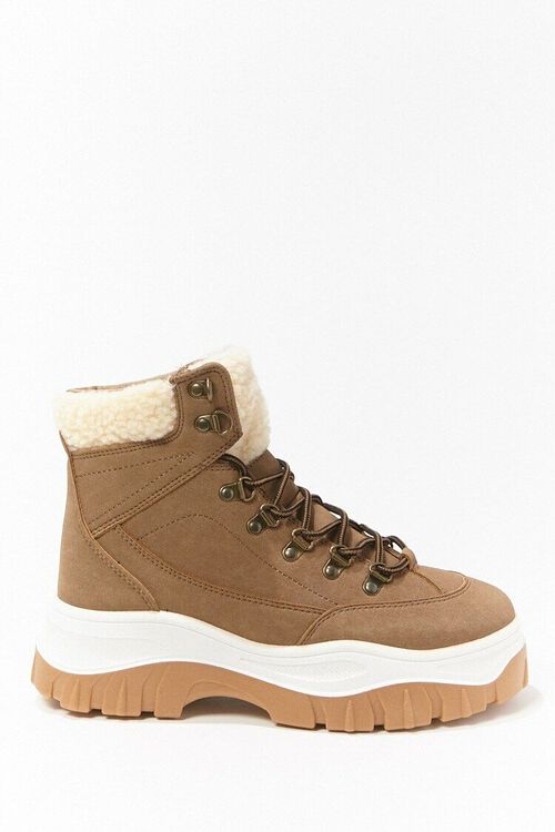 TAUPE Faux Nubuck Combat Boots, image 1