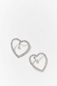 SILVER/CLEAR CZ-Accent Heart Stud Earrings, image 3