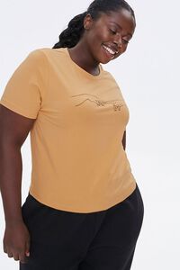 MUSTARD/BLACK Plus Size Touching Hands Graphic Tee, image 1