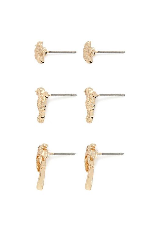 GOLD Tropical Stud Earrings Set, image 2