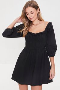 BLACK Smocked Mini Dress, image 1