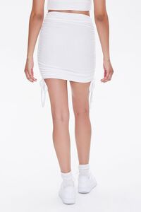 WHITE Ruched Drawstring Mini Skirt, image 4
