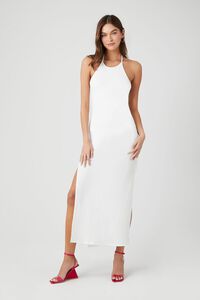 WHITE Halter M-Slit Maxi Dress, image 4