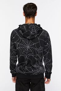 BLACK/WHITE Spiderweb Graphic Fleece Hoodie, image 3