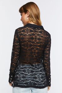 BLACK Sheer Floral Lace Shirt, image 3