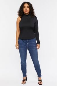BLACK Plus Size One-Sleeve Cutout Top, image 4